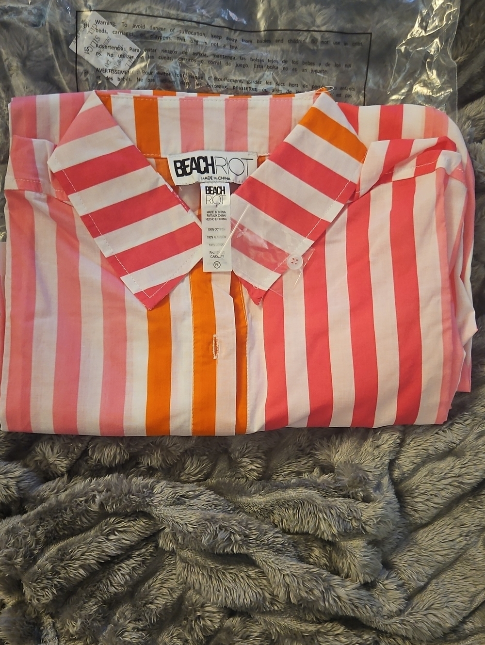 Beach Riot Pink, Orange & White Striped Swim Coverup